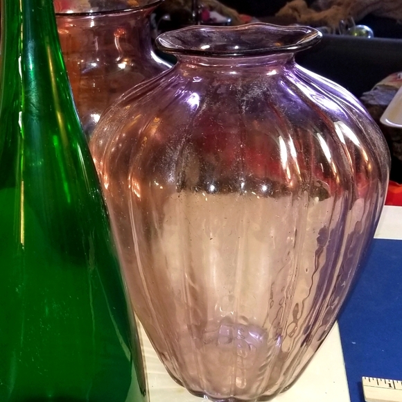 BLENKO huge 13" OPTIC VASE pinkish violet LILAC - Picture 4 of 5